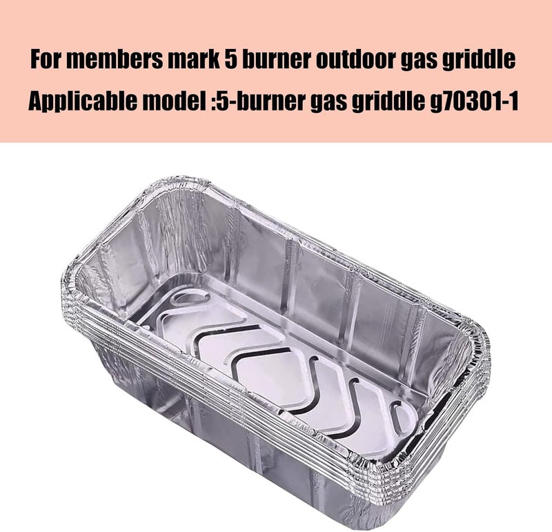 DONSIQIZZ 30-Pack Grease Tray Liner Drip Pan Liners for Members Mark 5-Burner Outdoor Flat Top Gas Griddle l Replacement Members Mark 5 Burner Griddle Aluminum Foil Grease Pan Disposable - Image 2